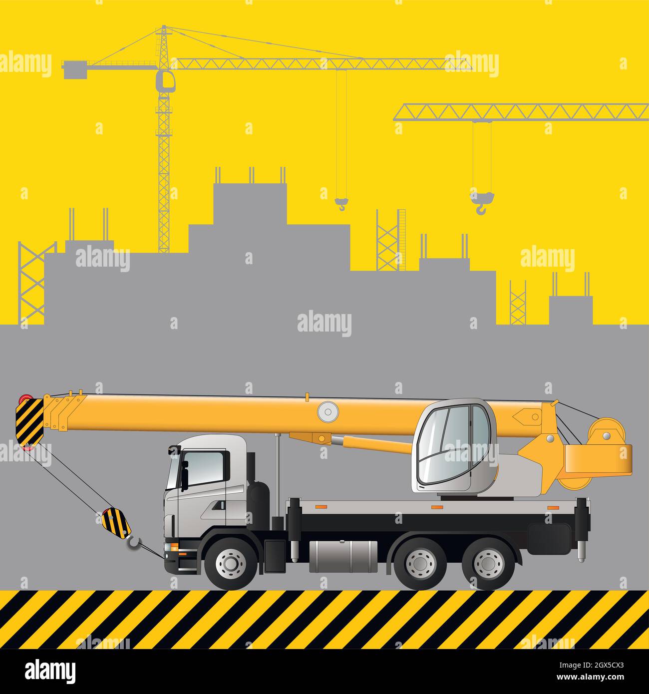 LKW-Kran. Baumaschinen. Stock Vektor