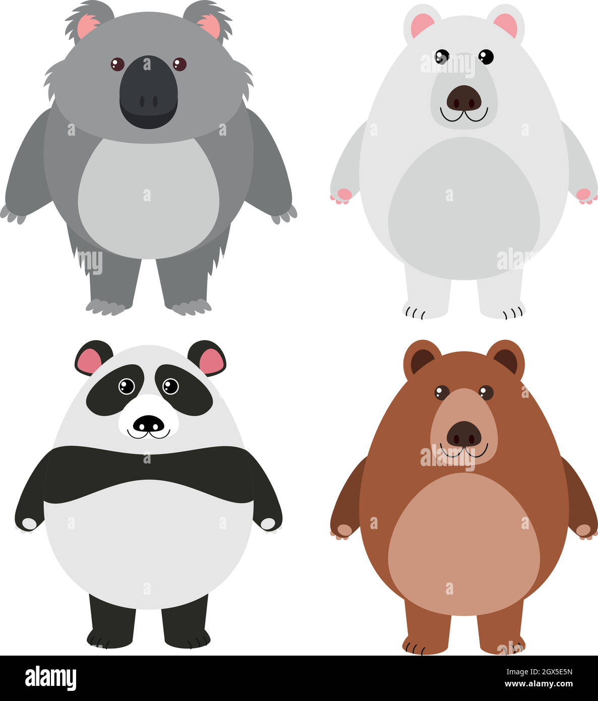 Verschiedene Arten von Bären auf weißem Hintergrund Stock Vektor