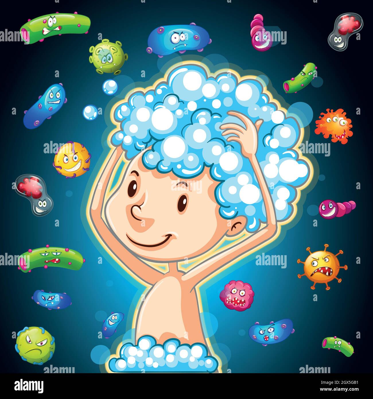 Bakterien auf dem menschlichen Körper Stock Vektor