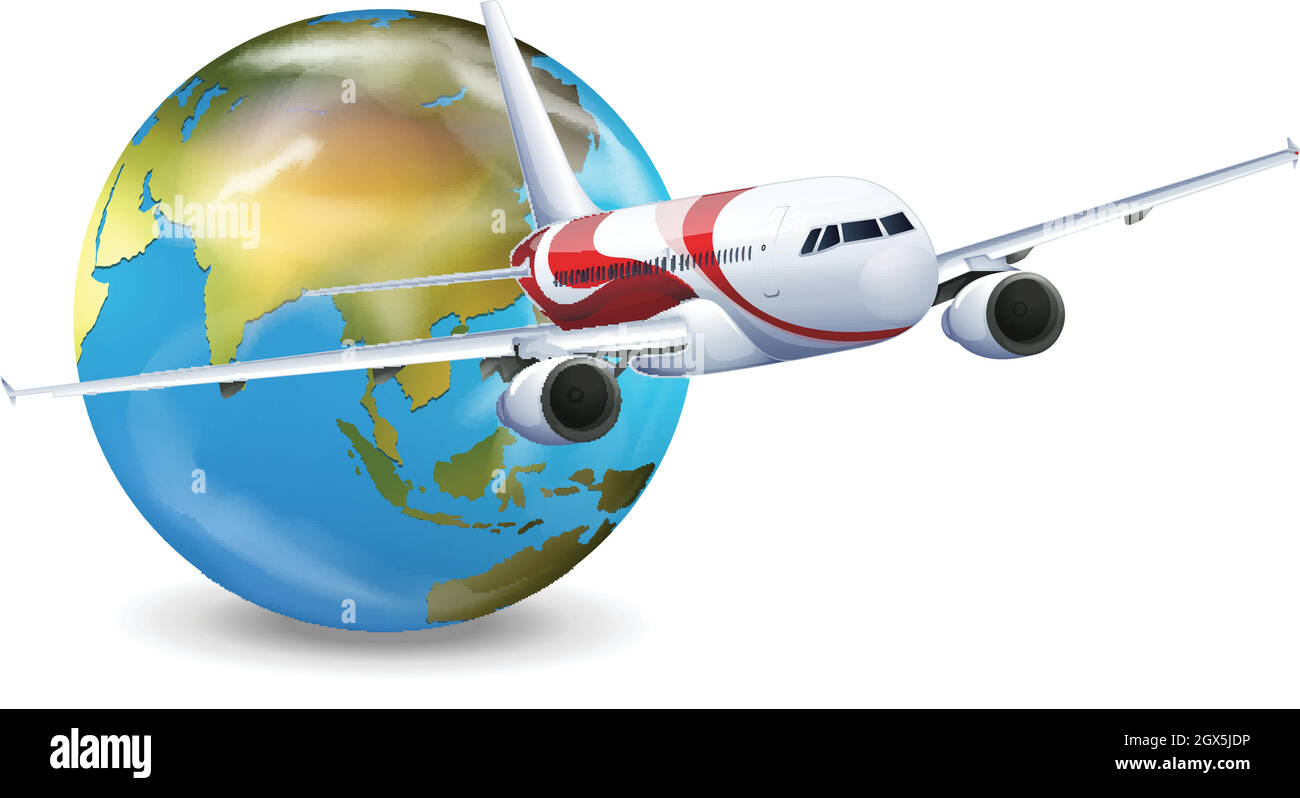 Erdkugel und Flugzeug Stock Vektor