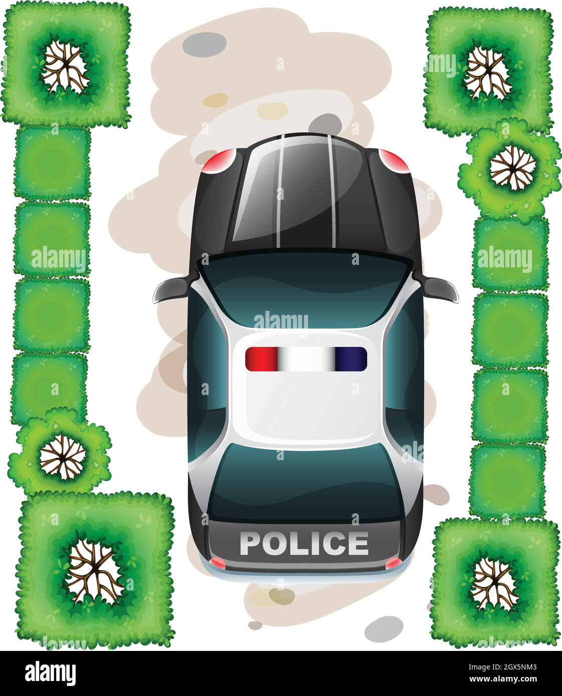Ein topview eines Polizeiautos Stock Vektor