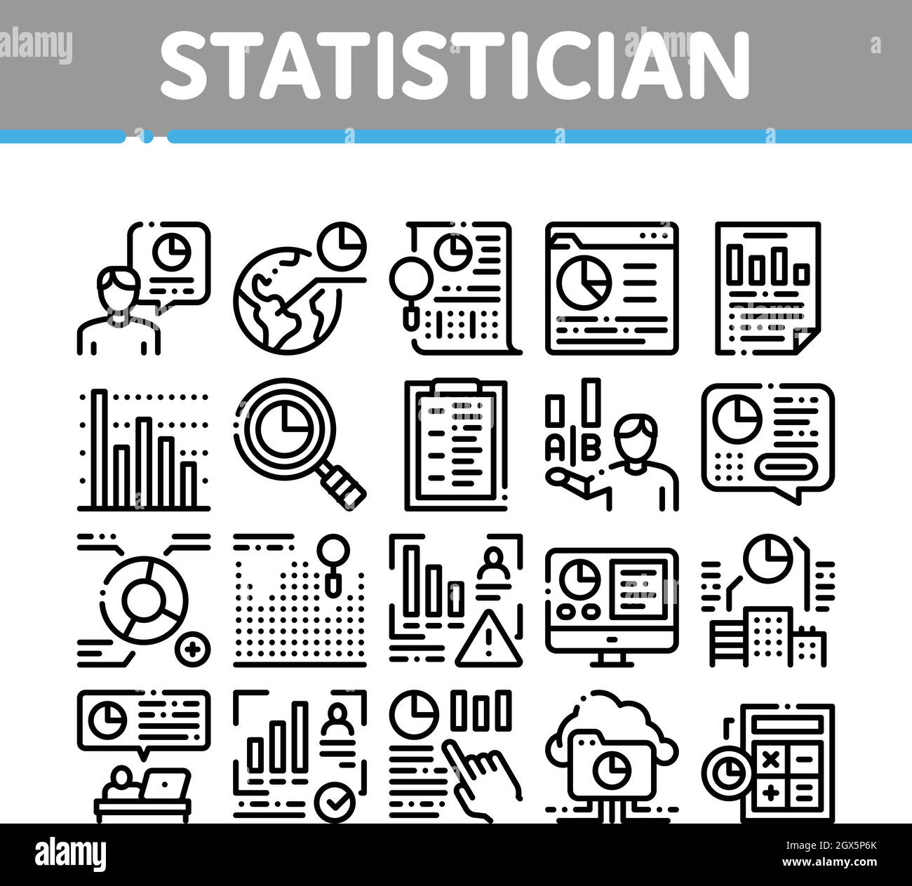 Statistiker Assistant Collection Icons Set Vector Stock Vektor