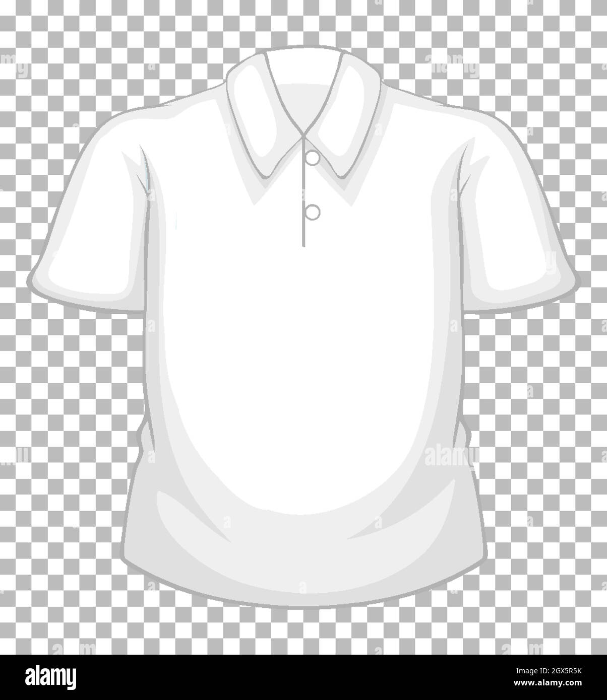 Blank weißes Kurzarmhemd mit isolierten Knöpfen auf transparentem Hintergrund Stock Vektor