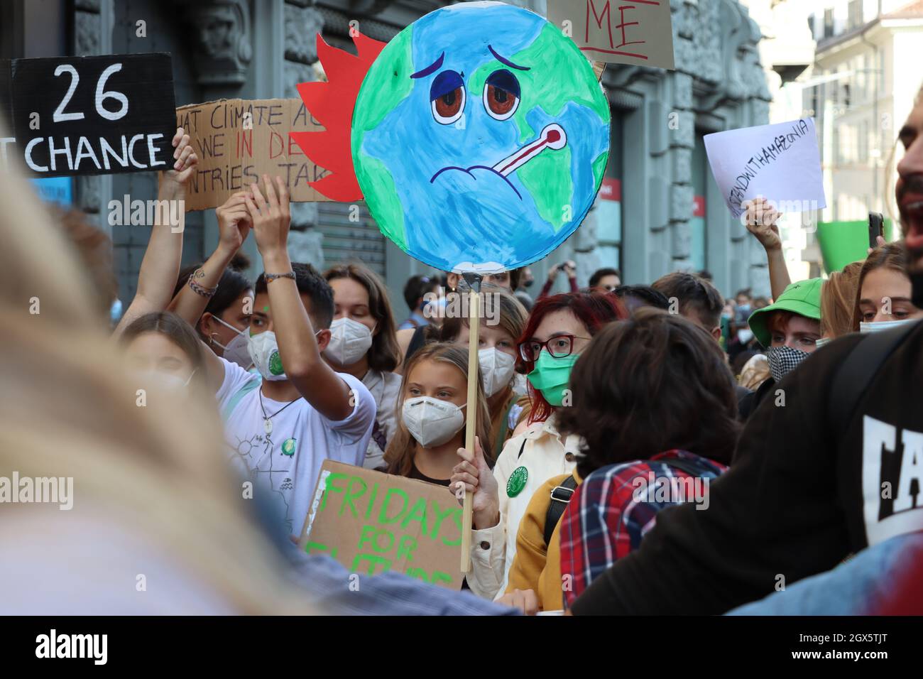 Globaler Klimastreik während des Pre-Cop26-Gipfels in Mailand Stockfoto