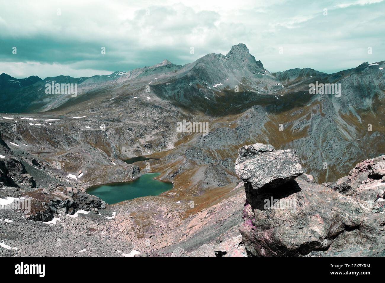 Panoramablick auf den Berg Roc della Niera, die Cotia Alpen, Piemont, Italien Stockfoto