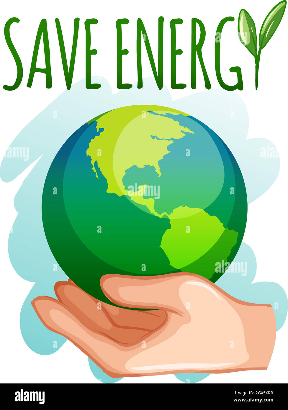 Sparen Sie Energie Zeichen mit Erde auf der Hand Stock Vektor