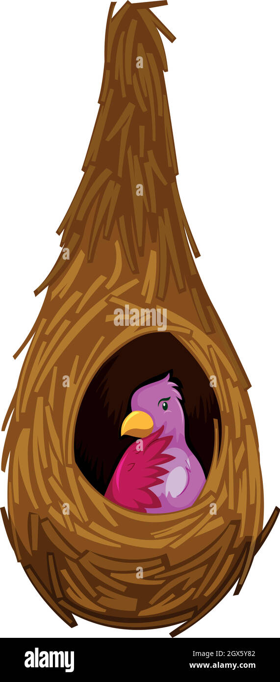 Rosa Vogel im Nest Stock Vektor