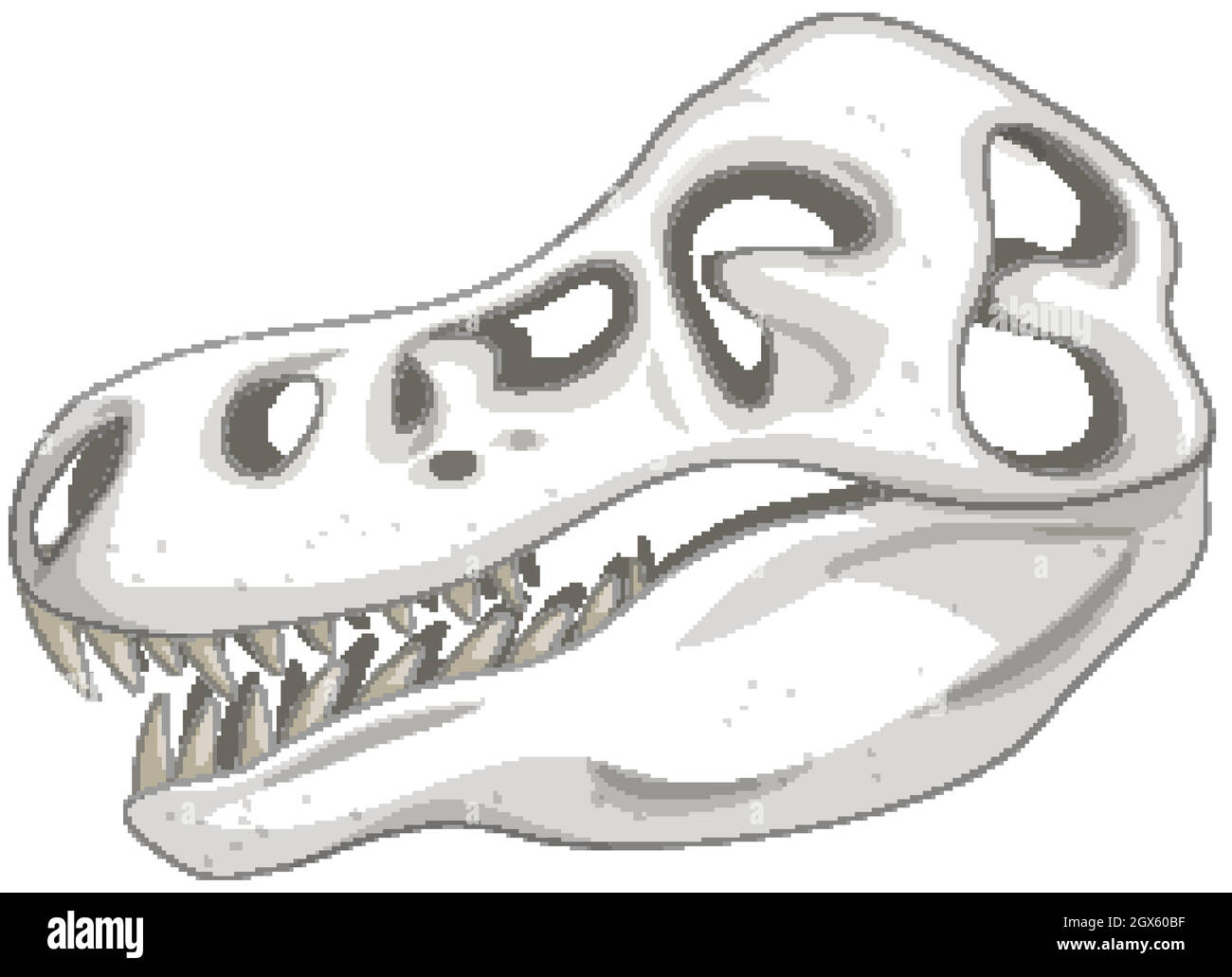 Dinosaurier-Skelett auf weißem Hintergrund Stock Vektor