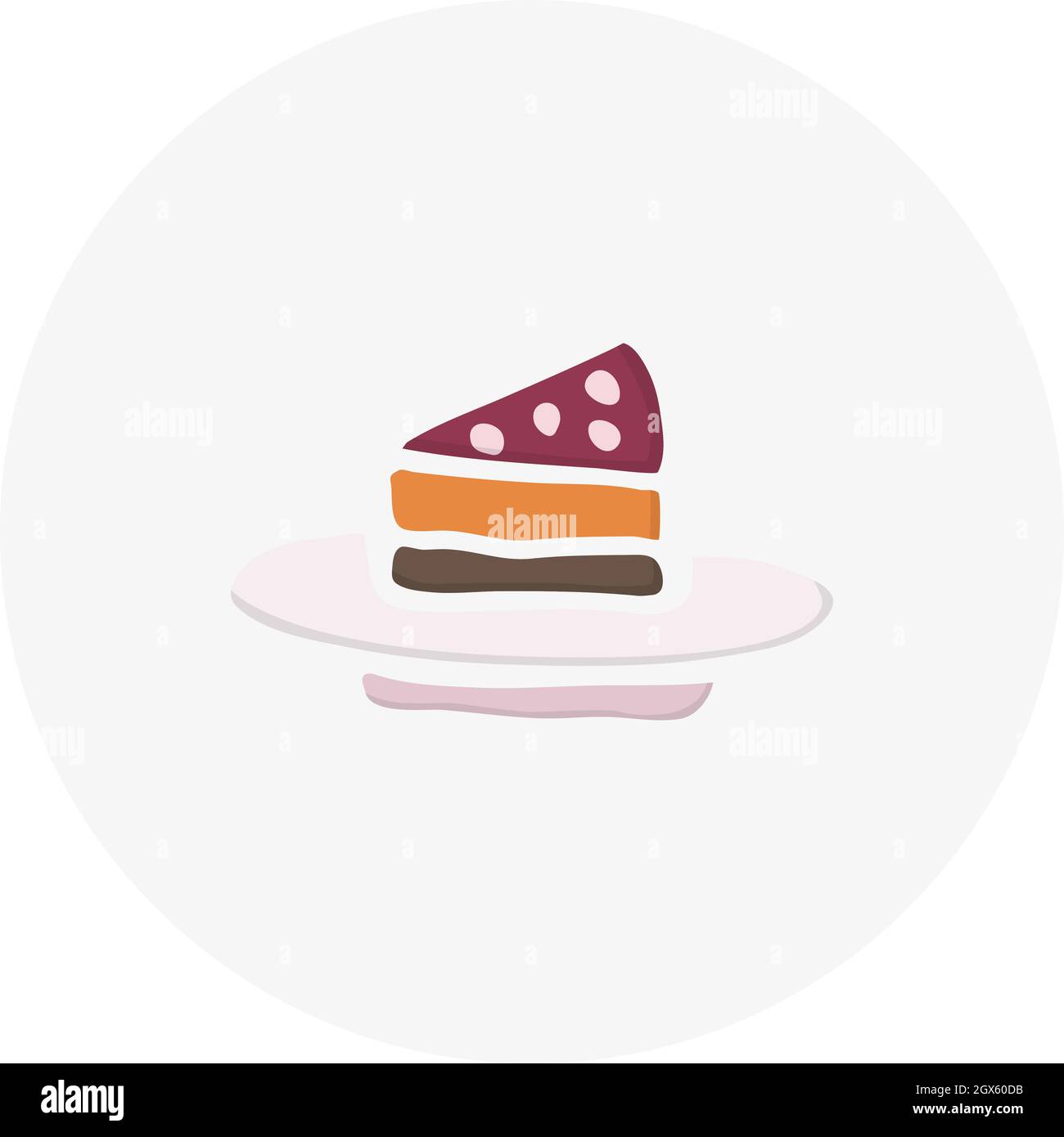 Handgezeichnetes Stück Kuchen. Vektordarstellung im Doodle-Stil. Gestaltungselement für Postkarten, Einladungen oder andere Grafik- und Webdesign. Stock Vektor