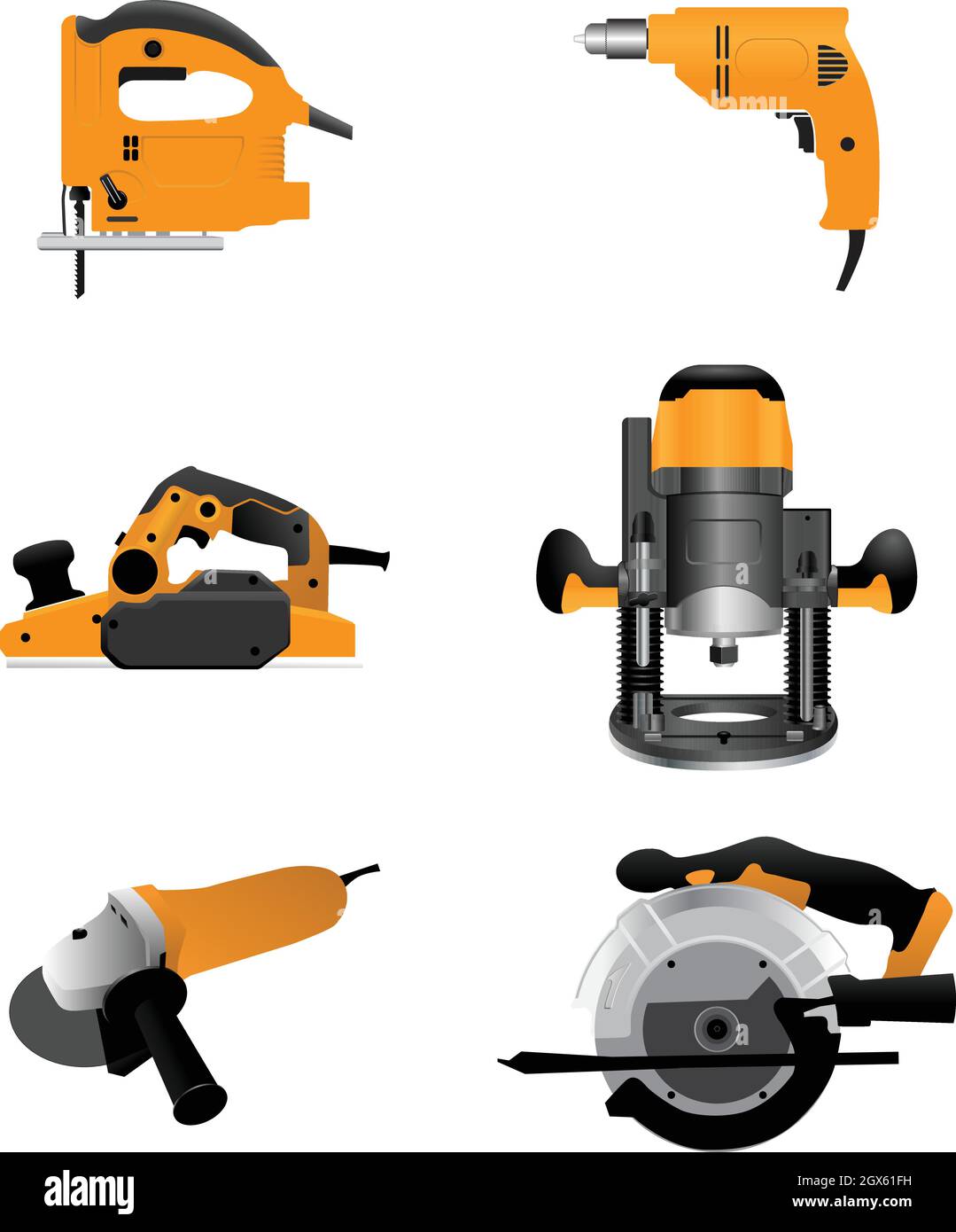 Elektrische Hobel Reparatur Werkzeug Farbe Vektor Illustration isoliert Stock Vektor