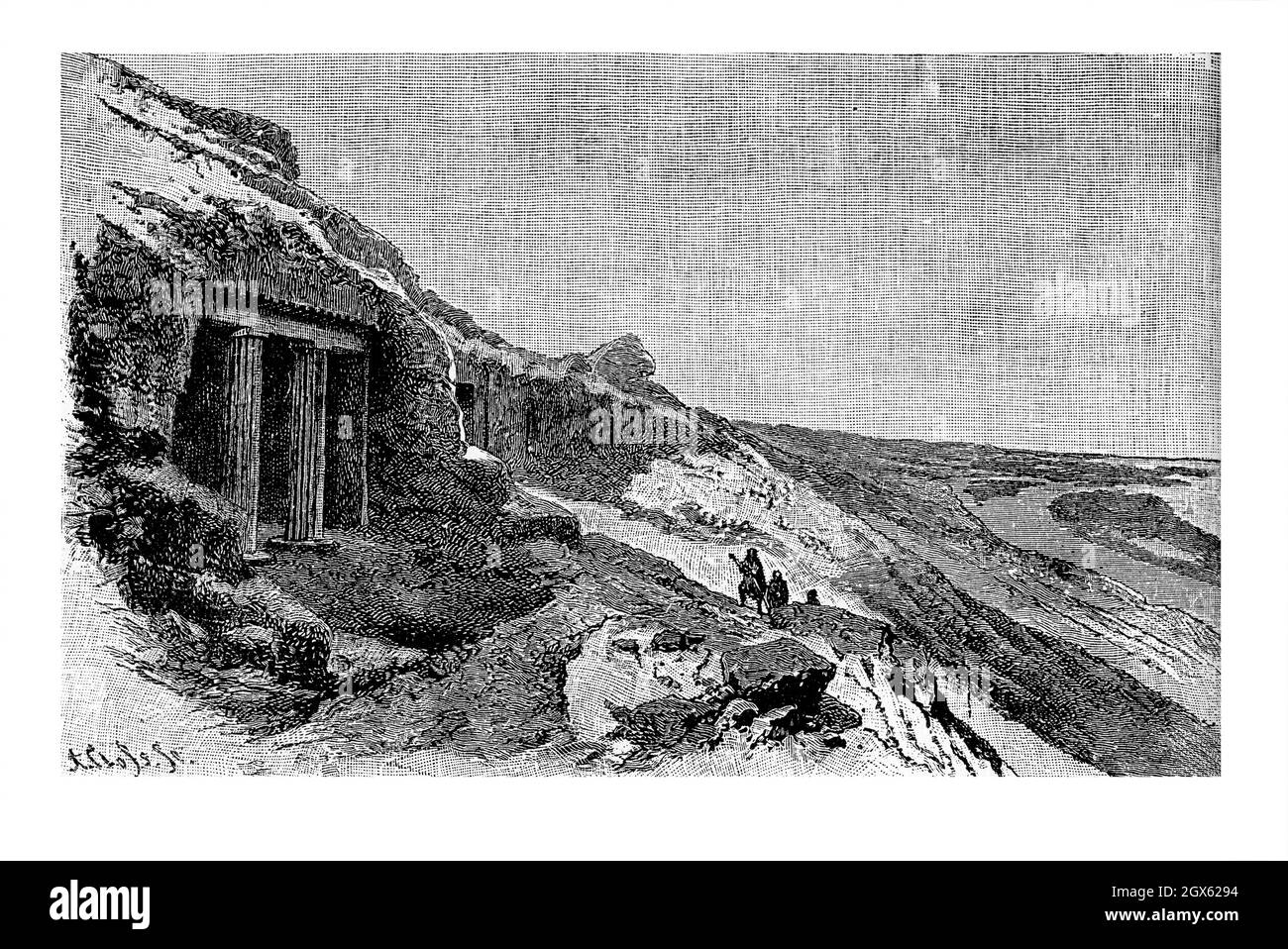 Altes Ägypten, Felsgrab bei Beni-Hassan, Friedhof mit Bestattungen aus dem Mittleren Königreich Stockfoto