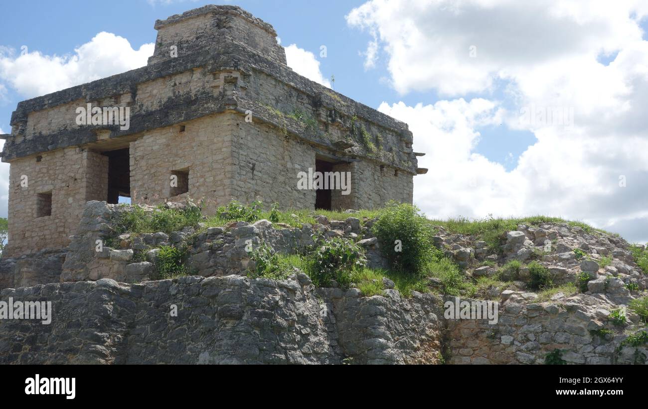 Archäologische Stätte der Maya Dzibilchaltun, das Haus der sieben Puppen Stockfoto