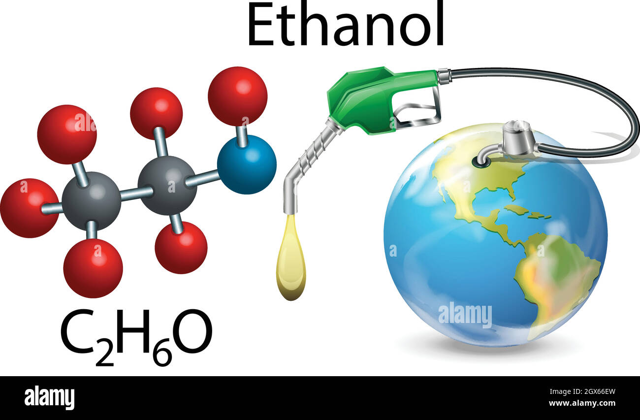 Ehanol und chemische Formel Stock Vektor