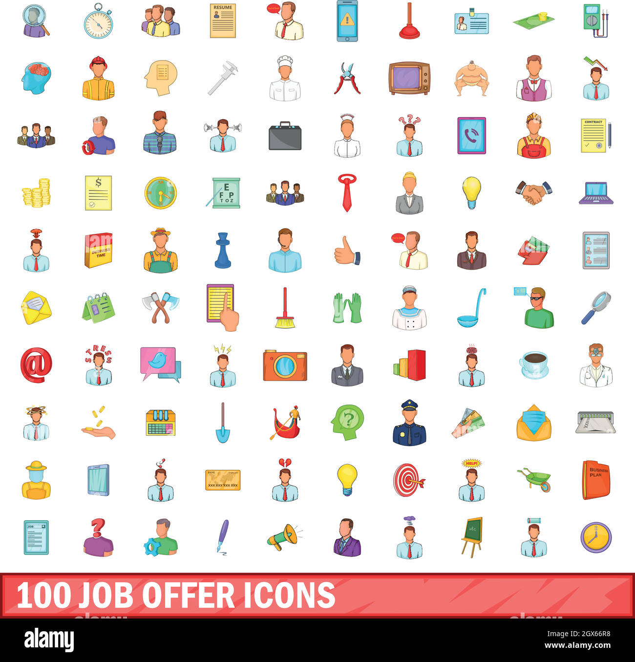 100 Job Angebot Icons set, cartoon-Stil Stock Vektor