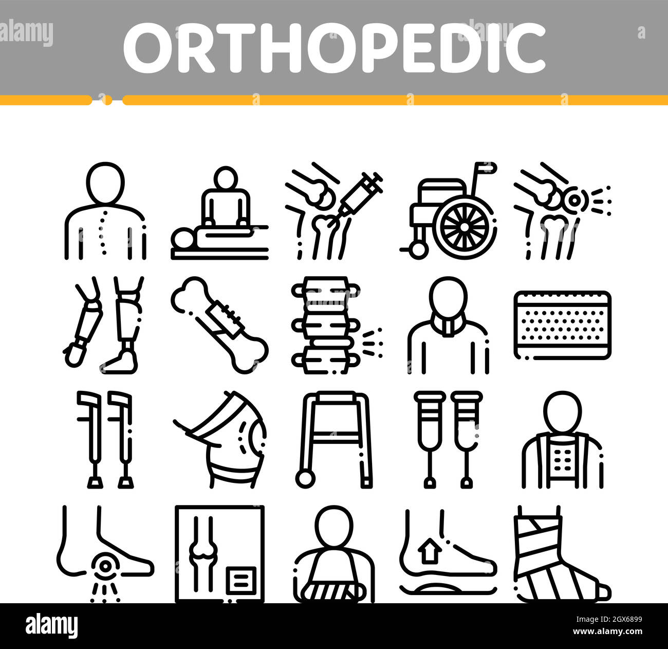 Orthopädische Sammlung Elemente Vector Icons einstellen Stock Vektor