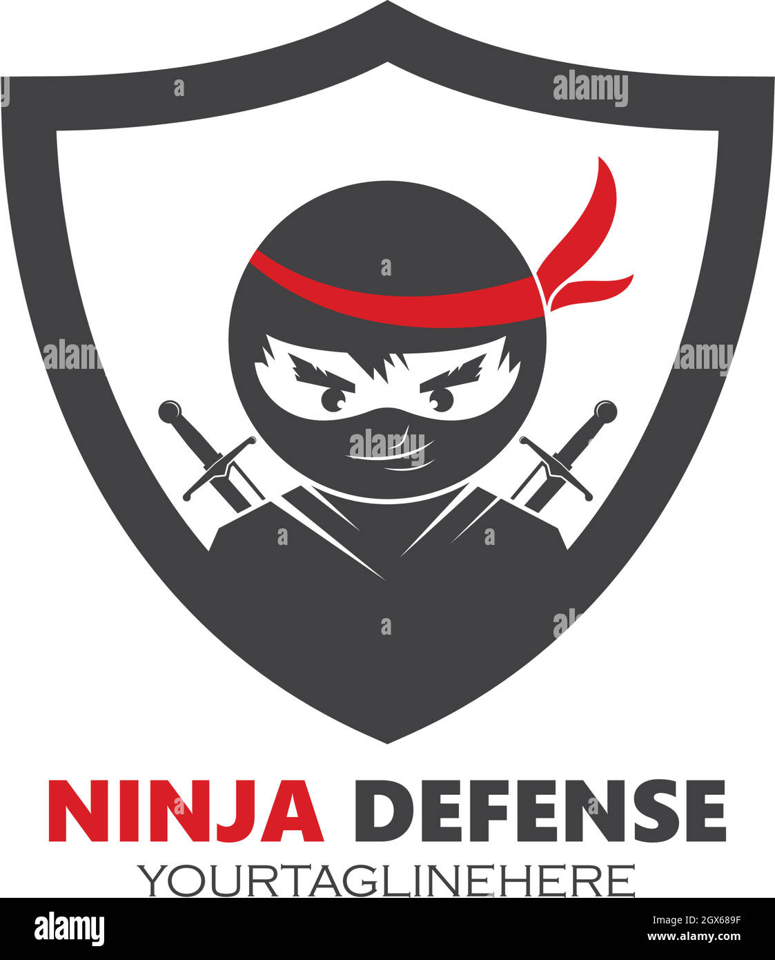 ninja Verteidigung Logo Vorlage Vektor Illustration Stock Vektor
