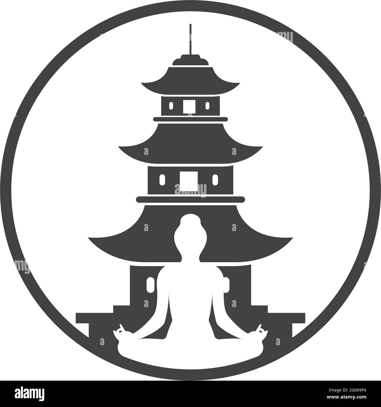 pagode Gebäude Symbol Vektor-Illustration Stock Vektor
