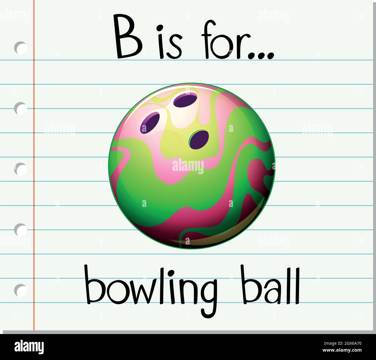 Flashcard Buchstabe B ist für Bowling-Ball Stock Vektor