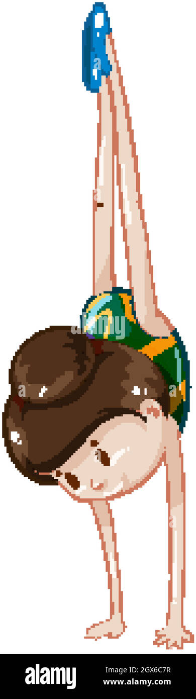 Sportler, der Handstand auf weißem Hintergrund macht Stock Vektor