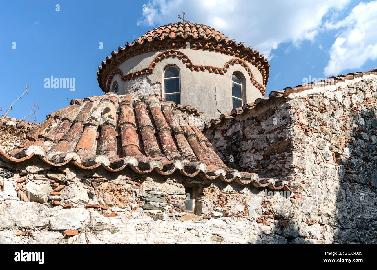 Alte byzantinische Kirche in Mystras Byzantinische Stadt Peloponnes Griechenland Stockfoto