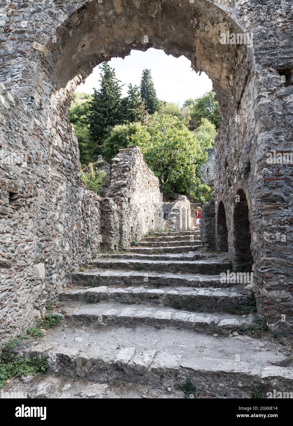 Antike Mystras Byzantinische Stadt Peloponnes Griechenland Stockfoto