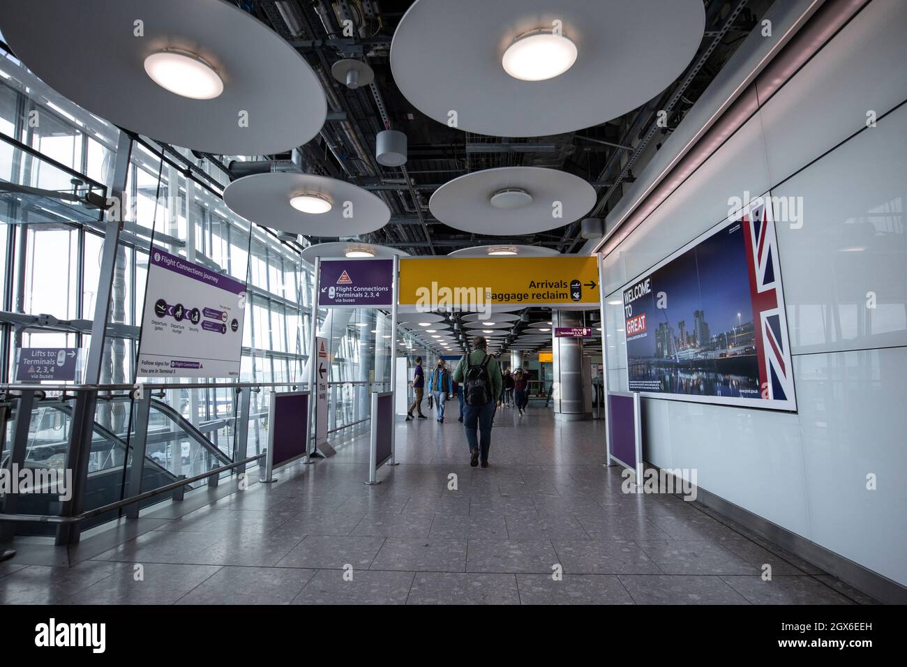 Britische Grenze am London Heathrow Terminal 5, England, Vereinigtes Königreich Stockfoto