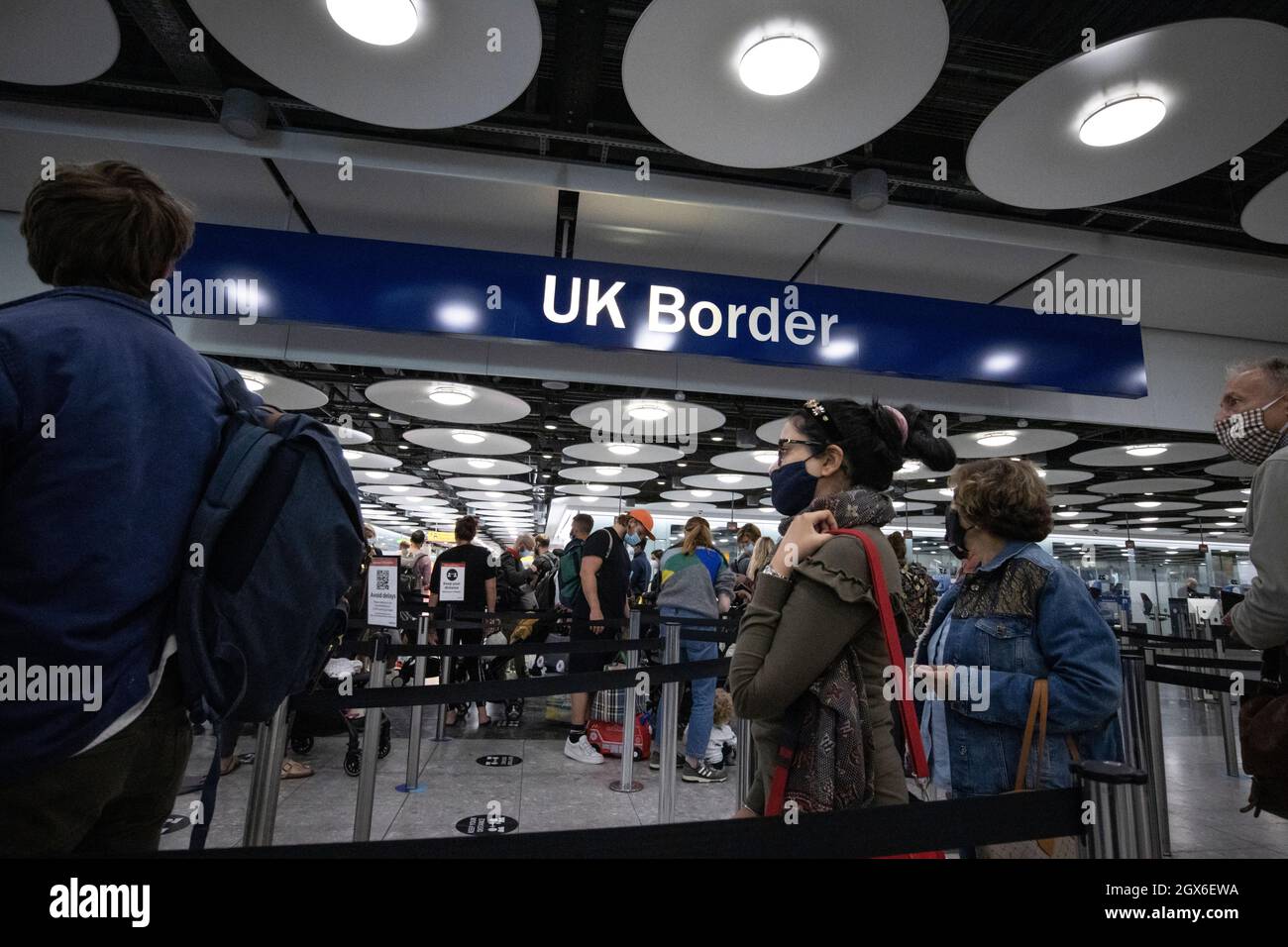 Britische Grenze am London Heathrow Terminal 5, England, Vereinigtes Königreich Stockfoto