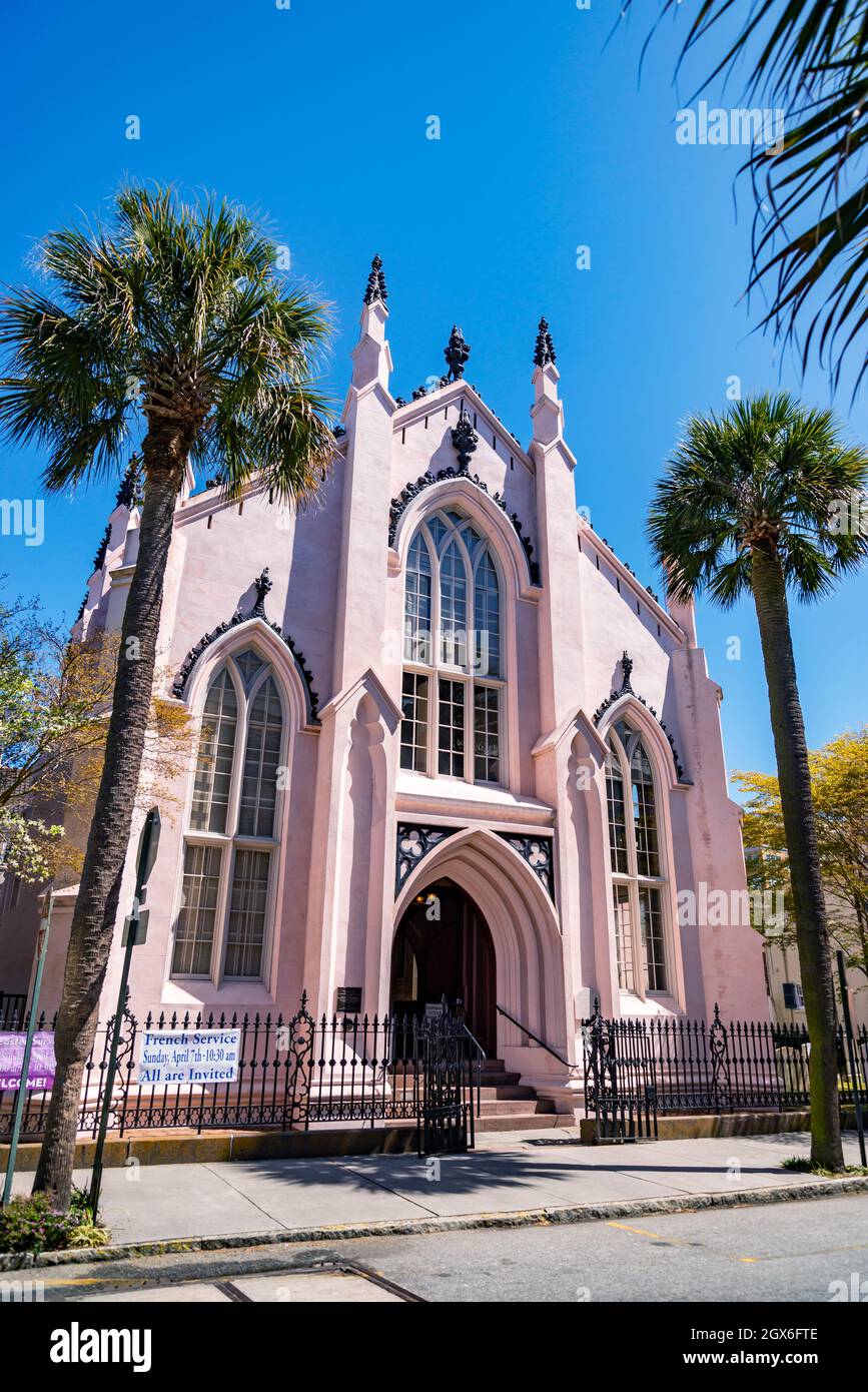 Huguenot Church in Charleston, South Carolina. Dies ist ein nationales historisches Wahrzeichen Stockfoto