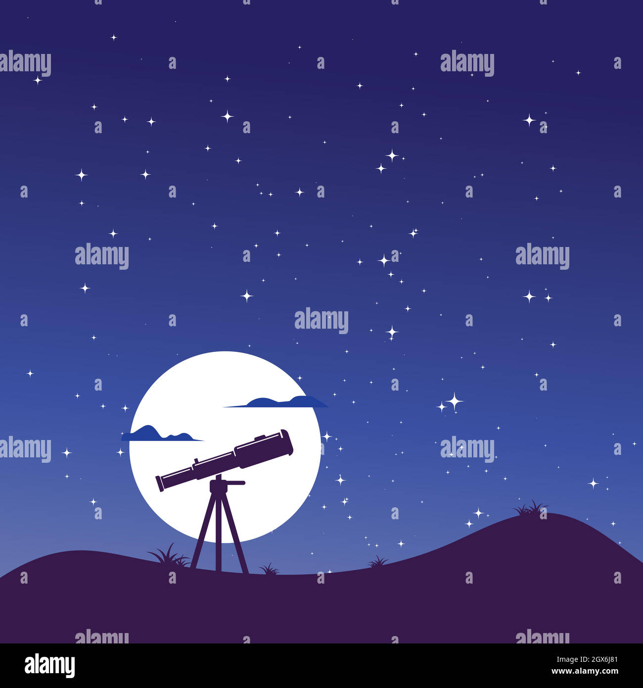 Teleskop Nachthimmel Vektor Illustration Design Stock Vektor