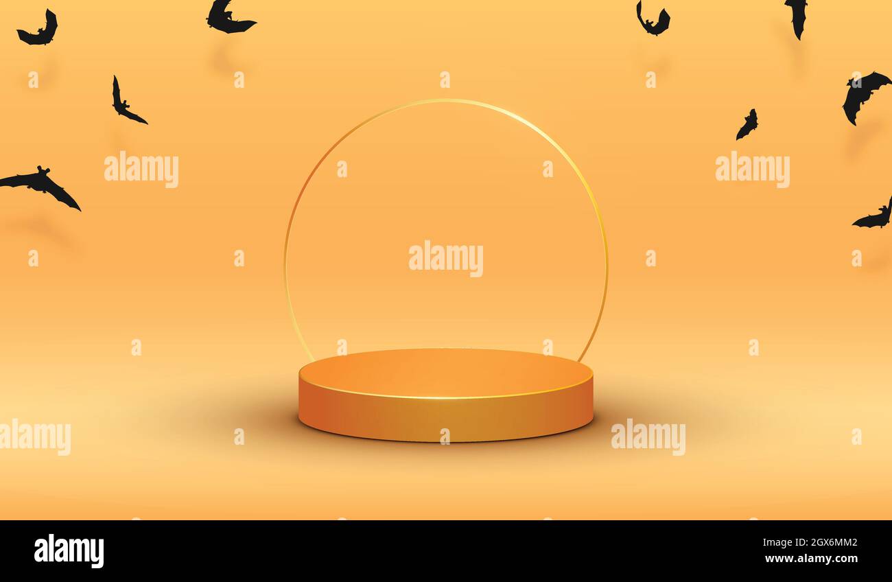 Orange halloween Hintergrund mit Podium. Stock Vektor