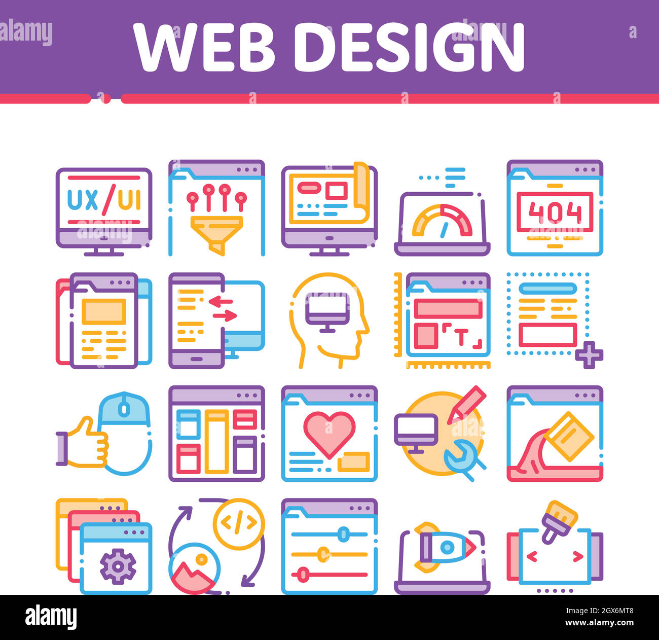 Web Design Development Collection Icons Set Vector Stock Vektor