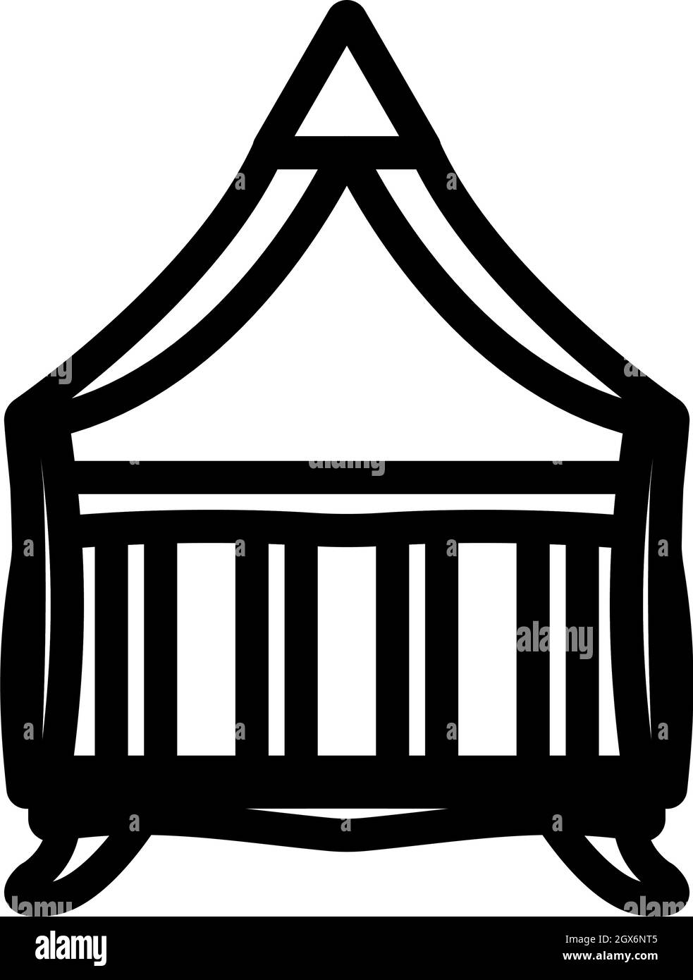 Kinderbett Mit Himmelbett-Symbol Stock Vektor