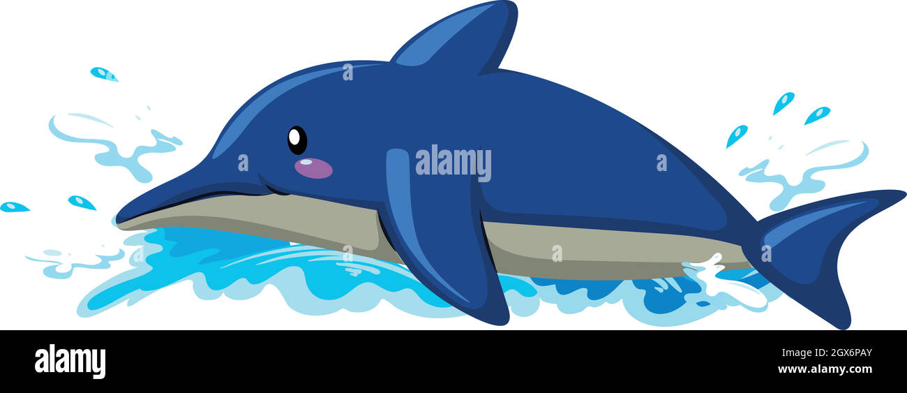Schwimmender Delphin auf weißem Hintergrund Stock Vektor