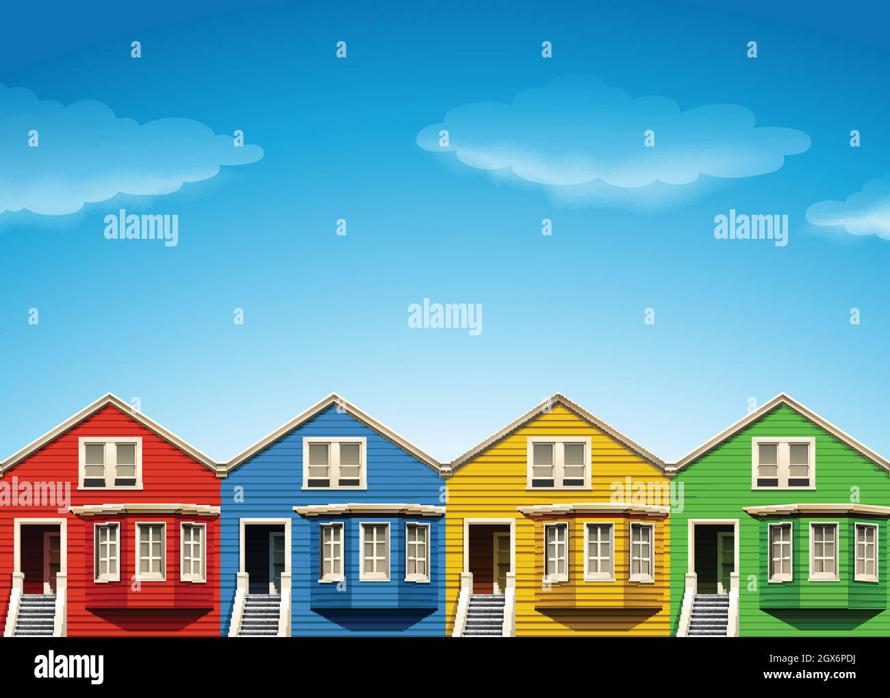 Häuser in vier Farben Stock Vektor