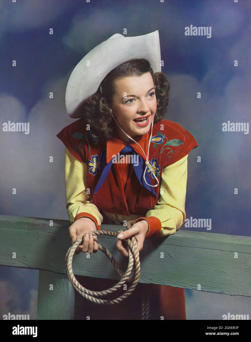 Dale Evans (1912-2001), amerikanische Schauspielerin und Sängerin, Halbportrait in Cowgirl Outfit, Harry Warnecke, 1947 Stockfoto