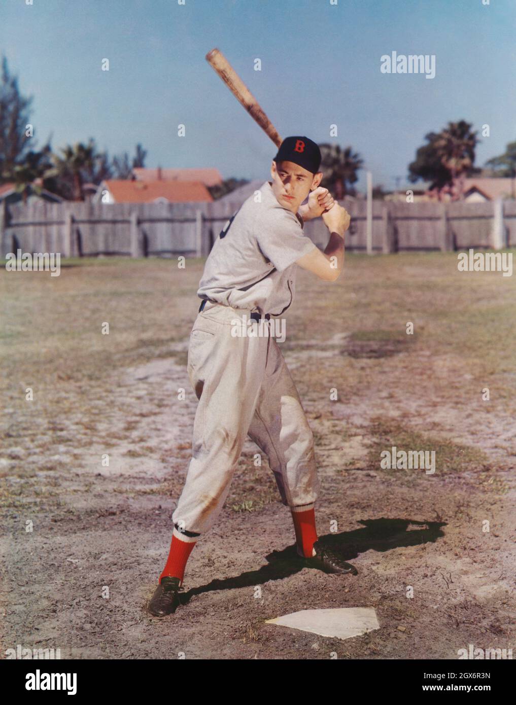 Ted Williams (1918-2002), amerikanischer Baseballspieler für Boston Red Sox, Porträt in Baseballuniform, Harry Warnecke, 1940 Stockfoto