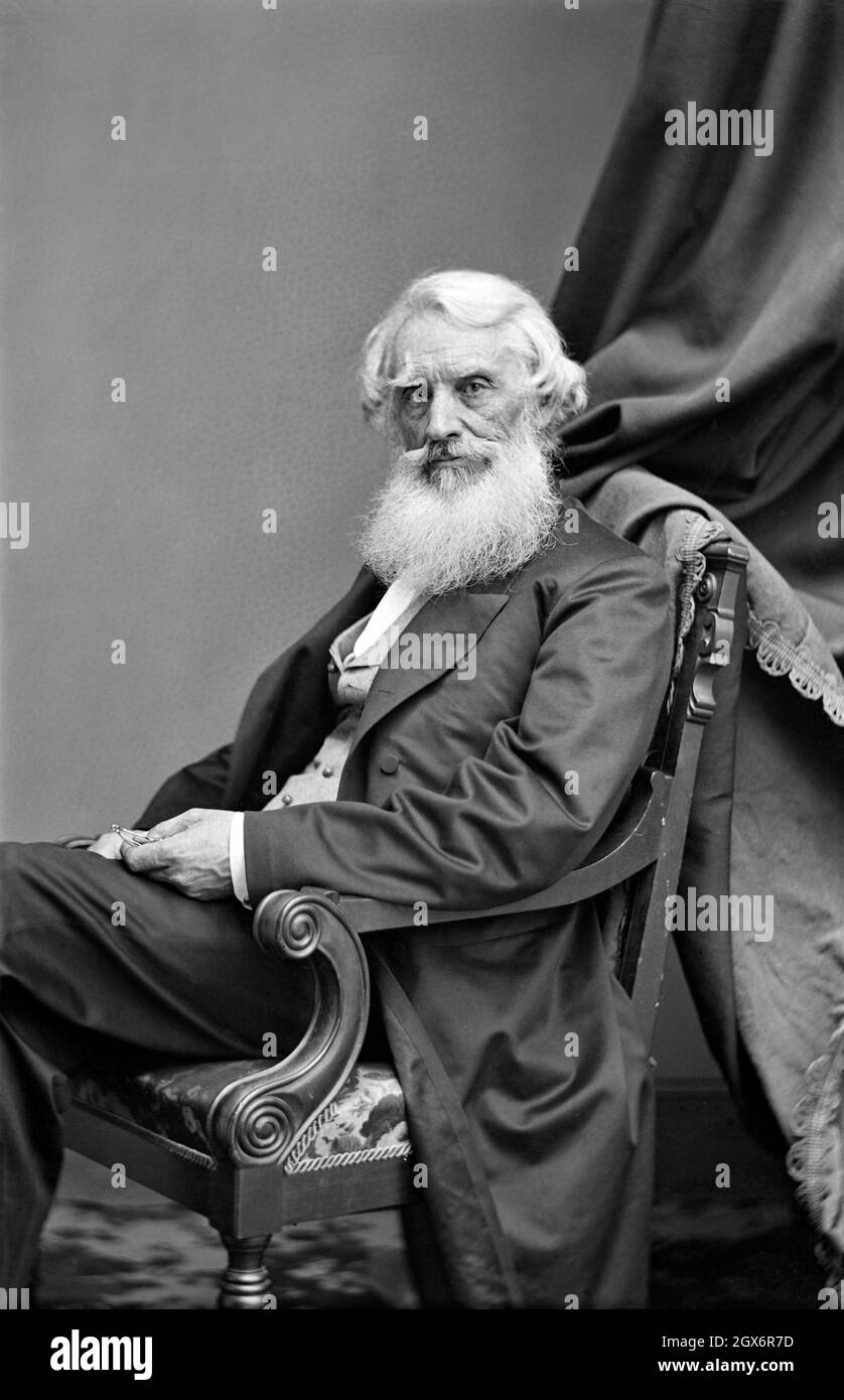 Samuel F. B. Morse (1791-1872) amerikanischer Maler und Erfinder, sitzendes Porträt, Mathew Brady Studio, Ende der 1860er Jahre Stockfoto