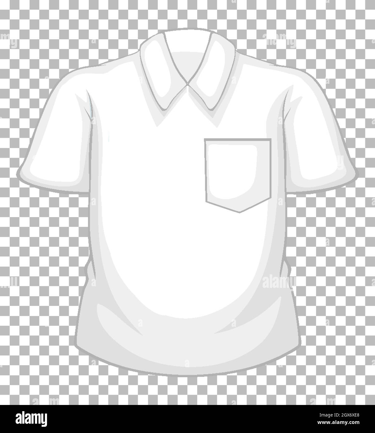 Blank weißes Kurzarmhemd mit isolierter Tasche auf transparentem Hintergrund Stock Vektor