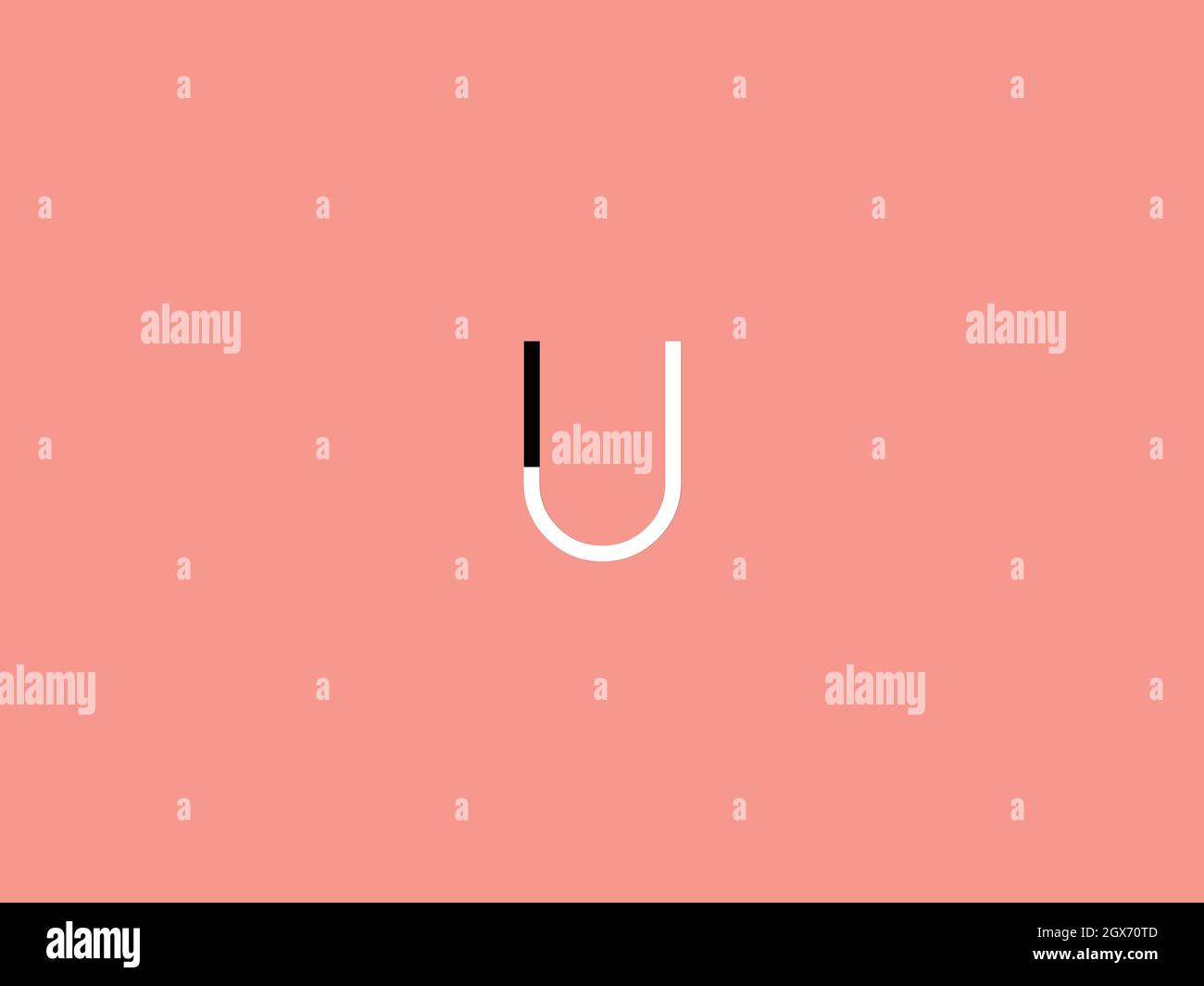 BUCHSTABEN J U LOGO-DESIGN MIT NEGATIVEM PLATZEFFEKT ZUR ILLUSTRATION Stock Vektor