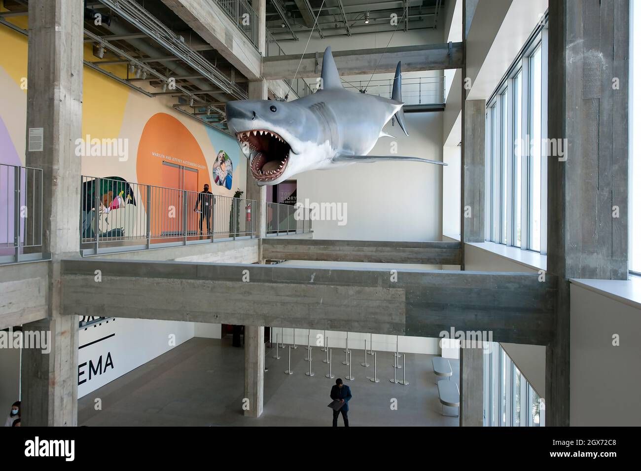 Shark-Modell von Jaws im Academy Museum of Motion Picturs in Los Angeles, Kalifornien Stockfoto