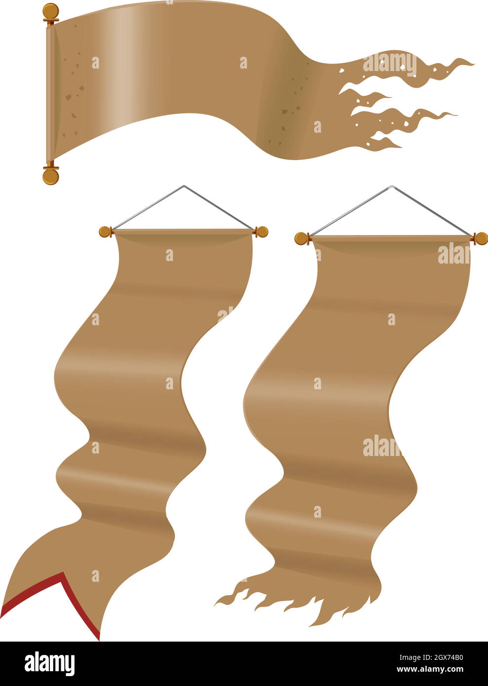Mittelalterliche Flaggen in brauner Farbe Stock Vektor