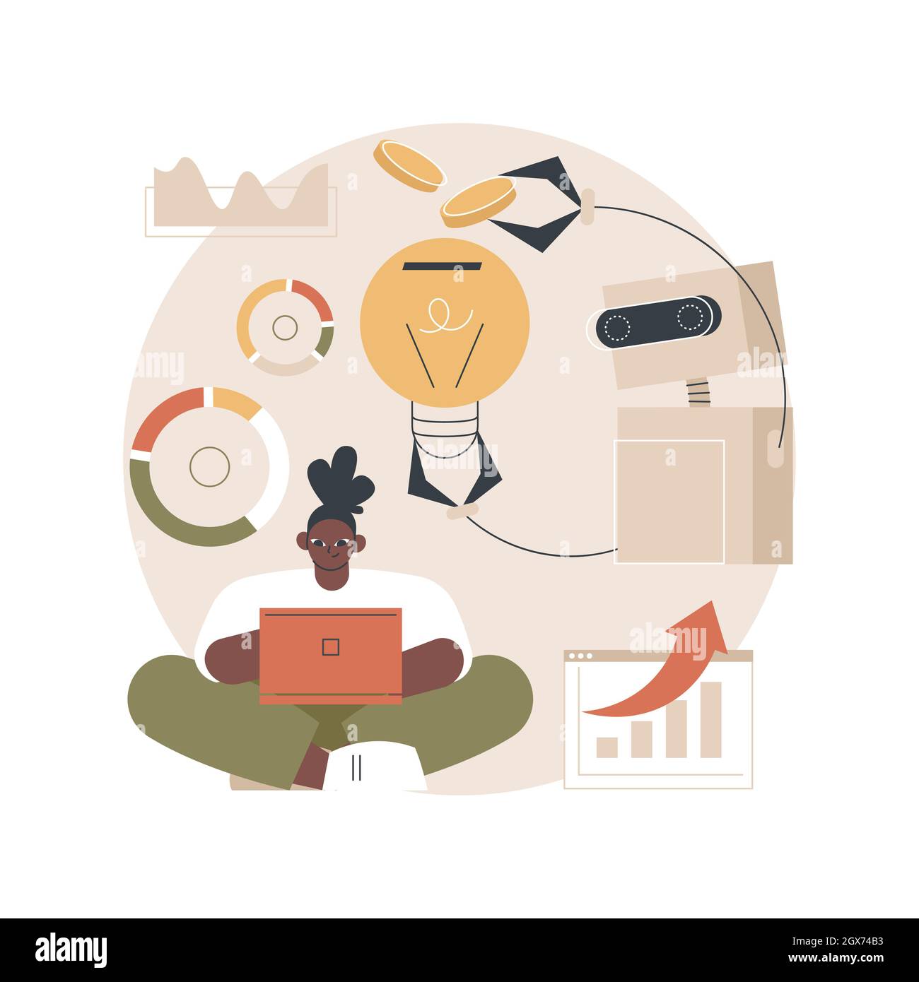 Künstliche Intelligenz in der Finanzierung abstrakte Konzept Vektor Illustration. Stock Vektor