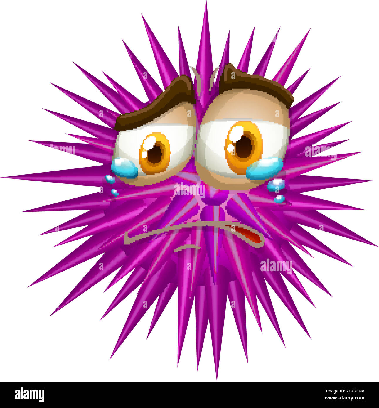 Lila Dorn Ball mit weinenden Gesicht Stock Vektor Lila Dorn Ball mit weinenden Gesicht Stock Vektor