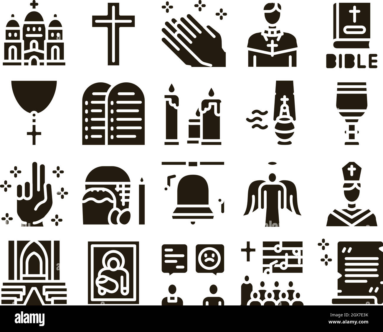 Kirche Christentum Glyphe Set Vektor Stock Vektor