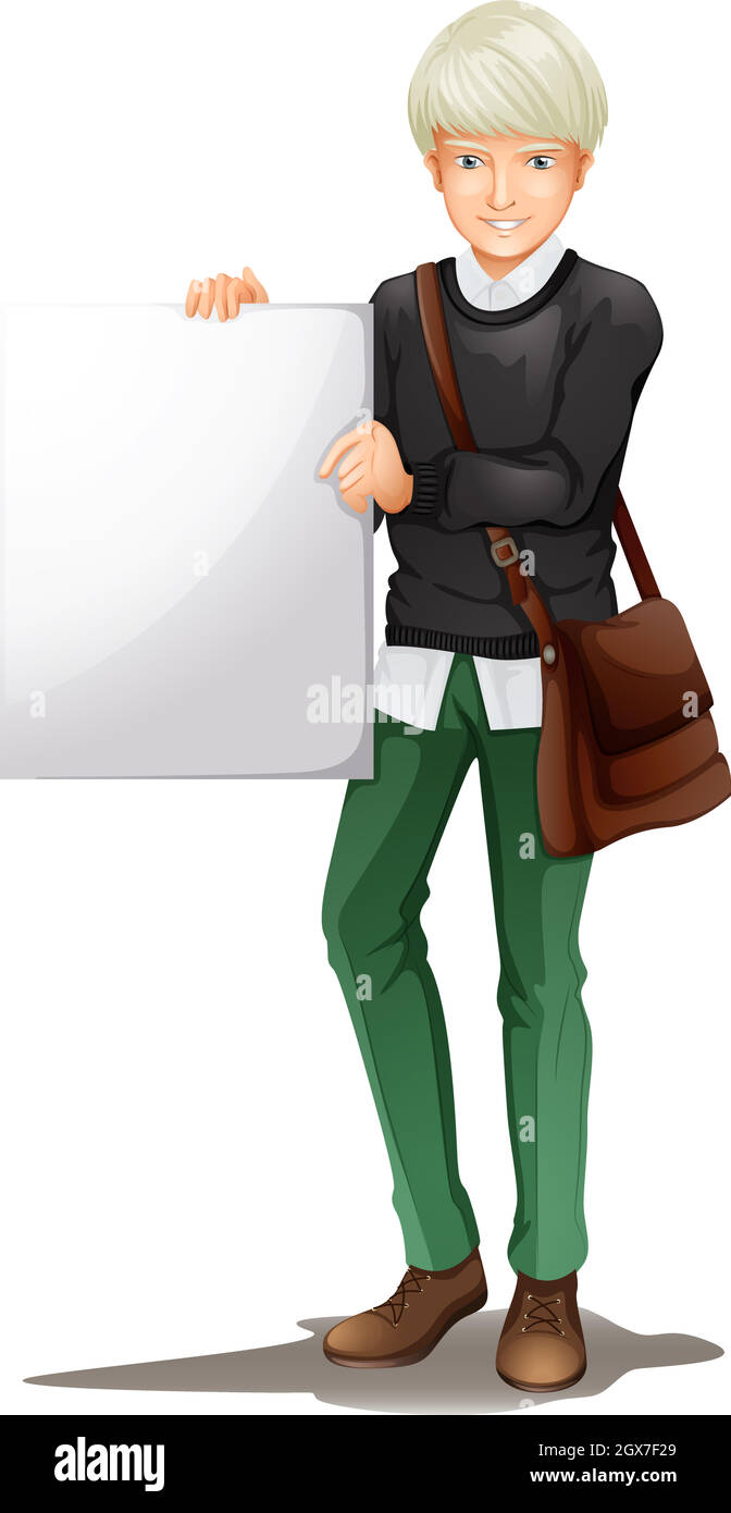 Ein Mann mit leerem Schild Stock Vektor