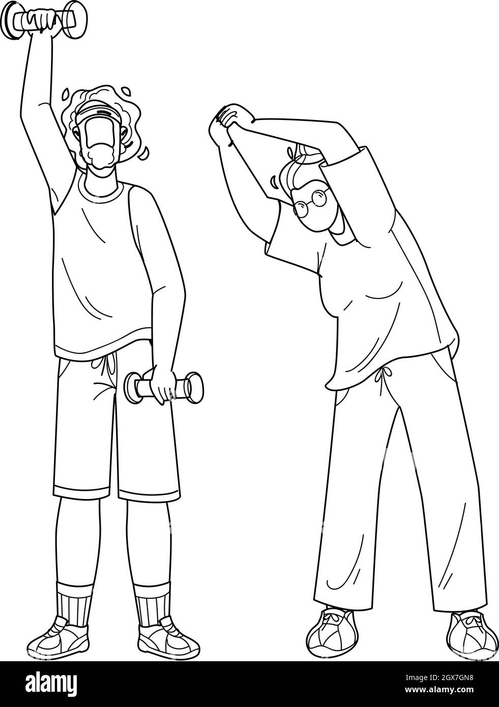 Ältere Fitness Ausübung Senioren Paar Vektor Illustration Stock Vektor