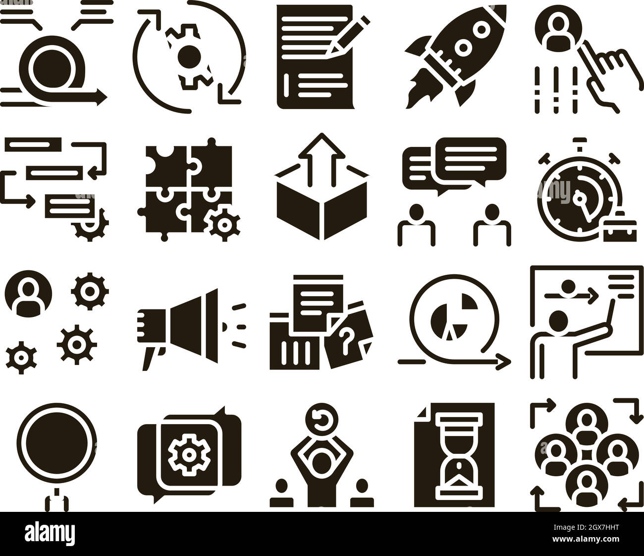 Scrum Agile Sammlung Elemente Vector Icons einstellen Stock Vektor