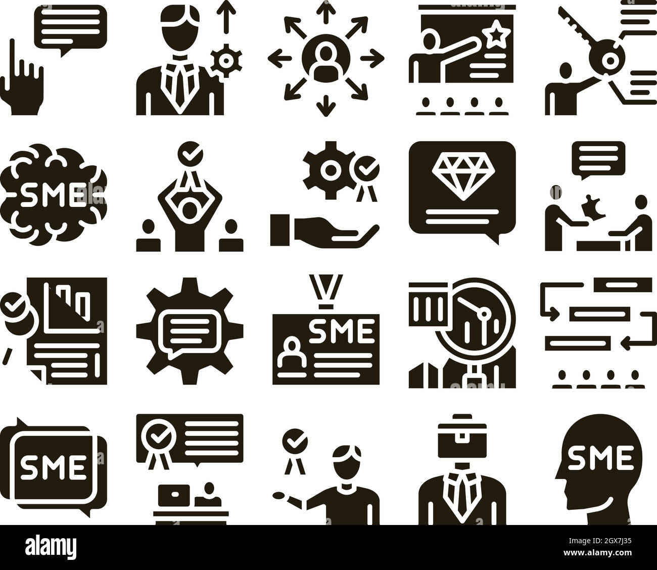 Sme Business Company Glyph Set Vector Stock Vektor