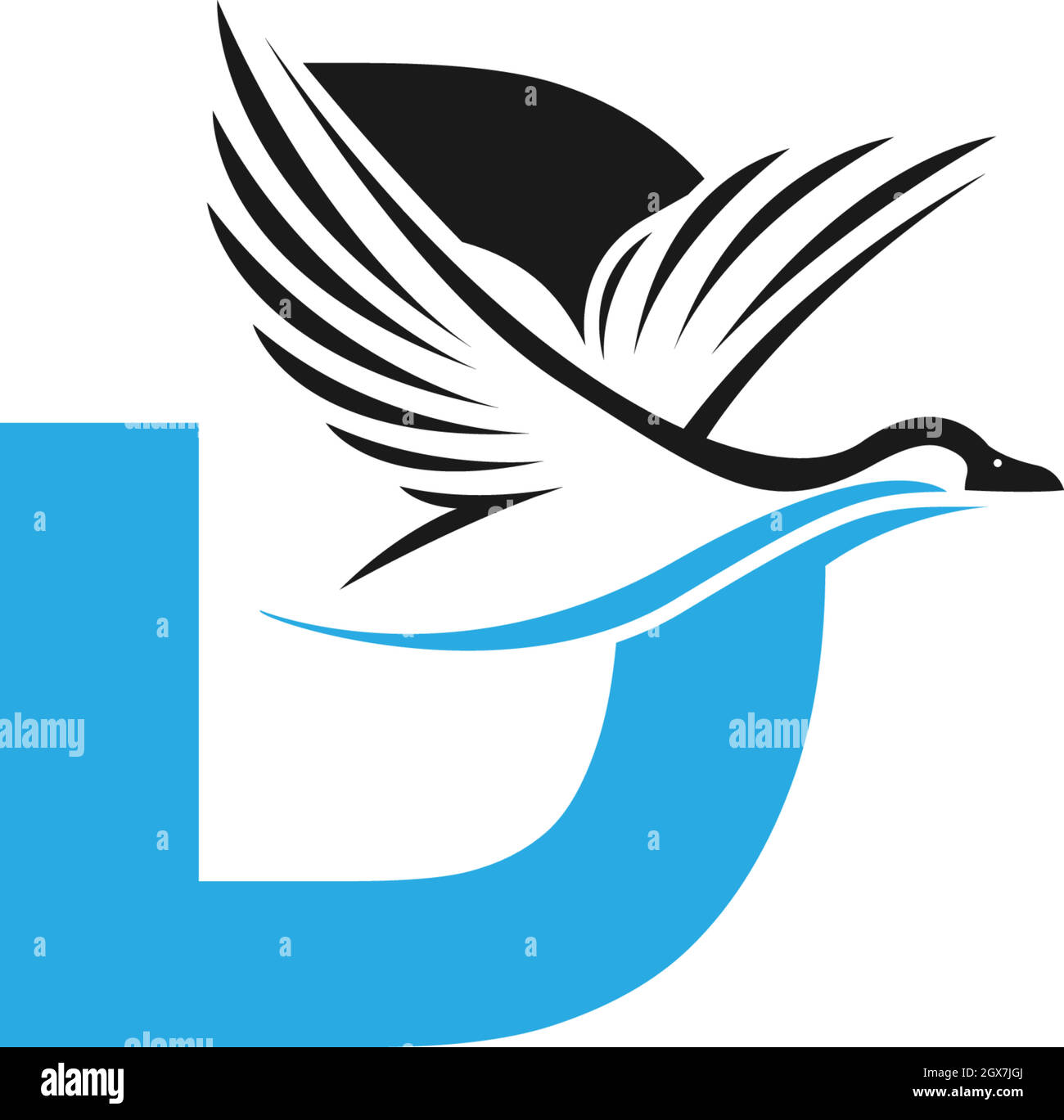Buchstabe D mit Duck-Symbol-Design-Illustration Stock Vektor