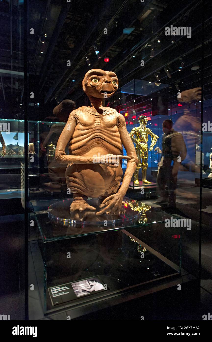 E.T. Charakter in Science Fiction Ausstellung im Academy Museum of Motion Picturs, Los Angeles, Kalifornien Stockfoto